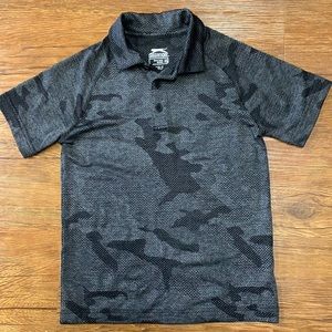 Gray and black camo print gold shirt youth xs
